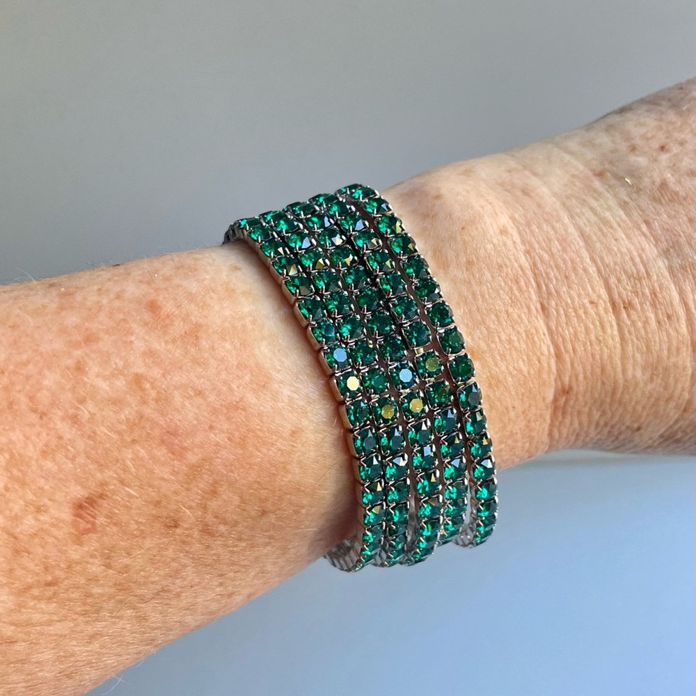Swarovski Emerald Green Stretch Bracelet Set